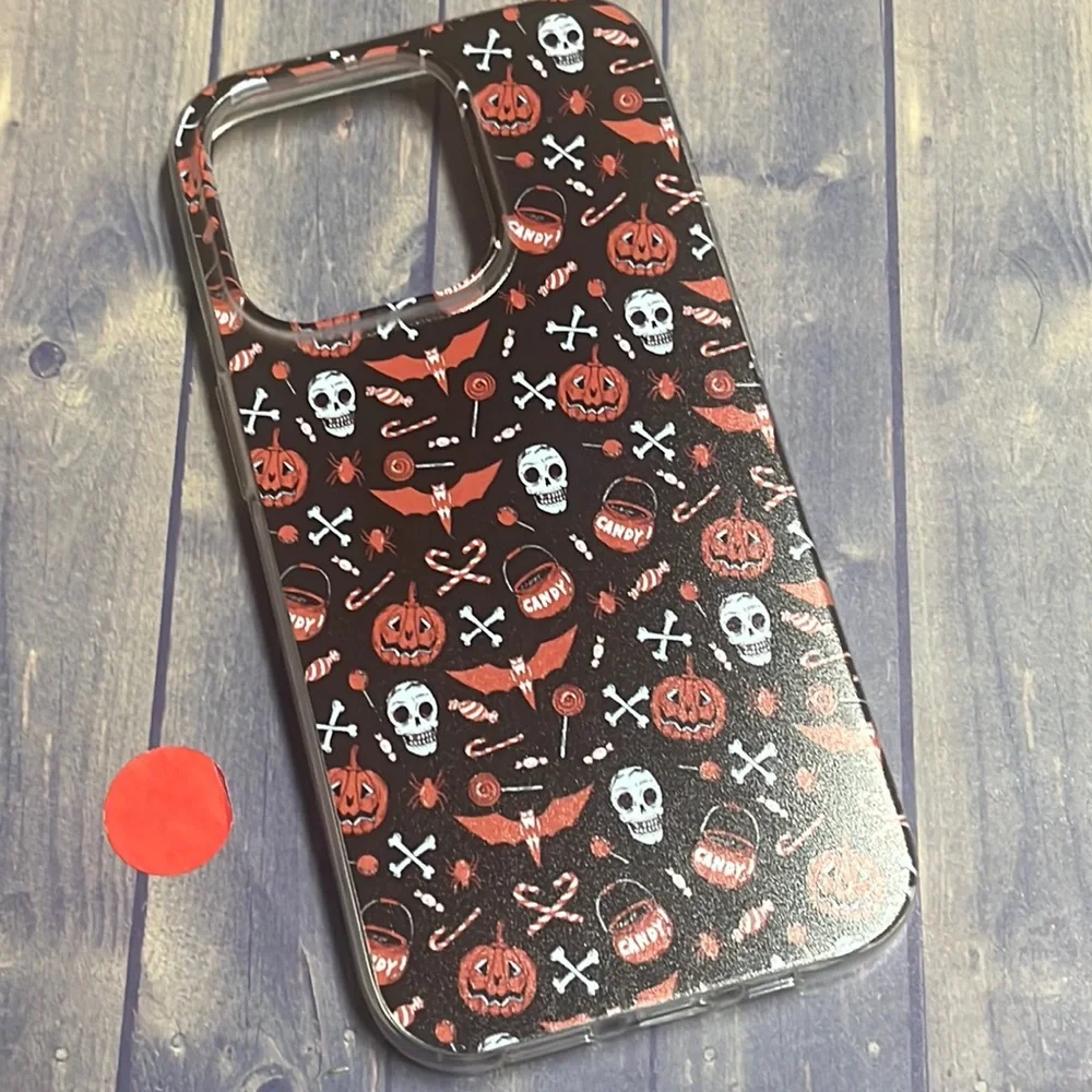 5for$10 iPhone 14 Pro phone case Halloween, Candy, Skulls, Bats Silicone